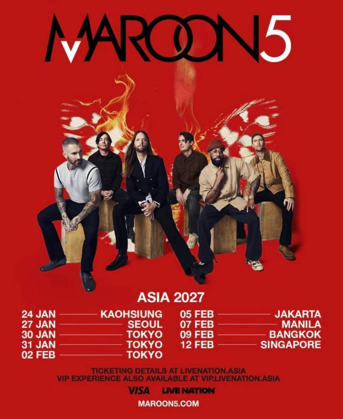 【新加坡】Maroon 5亚洲巡演-新加坡站