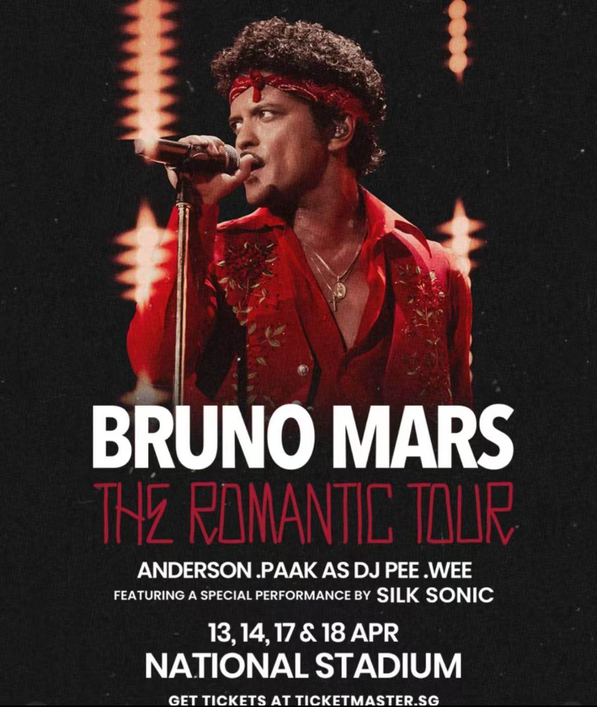 Bruno Mars（布鲁诺・马尔斯） The Romantic Tour-新加坡站海报