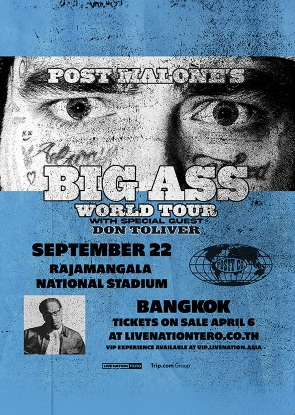 Post Malone Presents The BIG Stadium 世界巡回演唱会-曼谷站海报